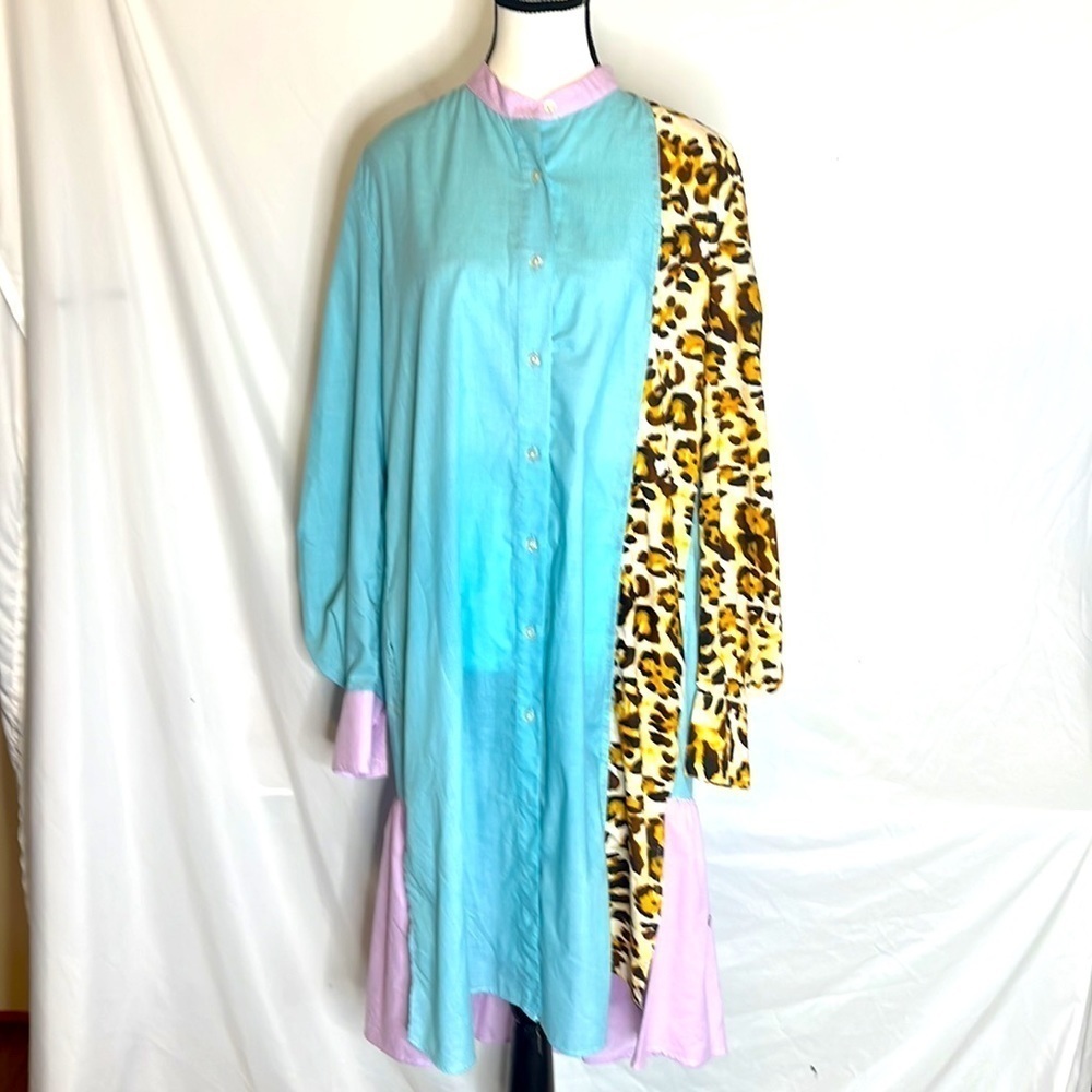 CF Goldman Mixed Print Shirtdress with Leopard